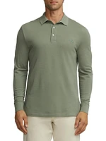 Piqué Wool Long-Sleeve Polo Shirt