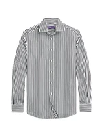 Striped Cotton Long-Sleeve Sport Shirt