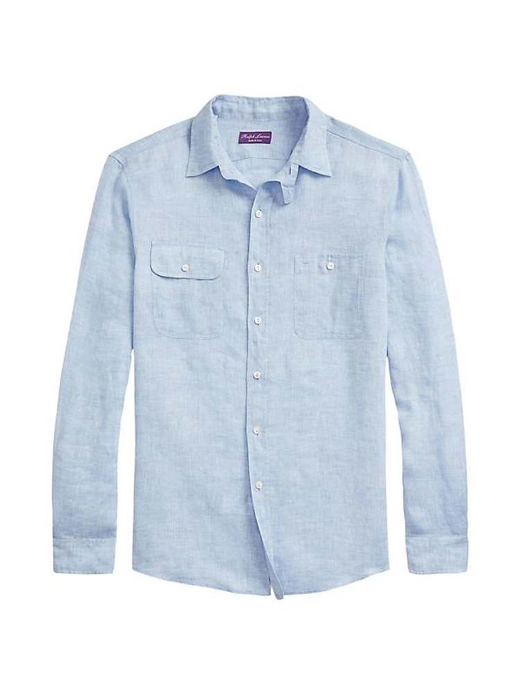 Chambray Linen Long-Sleeve Shirt