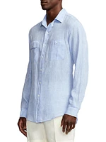 Chambray Linen Long-Sleeve Shirt