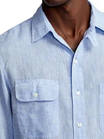 Chambray Linen Long-Sleeve Shirt