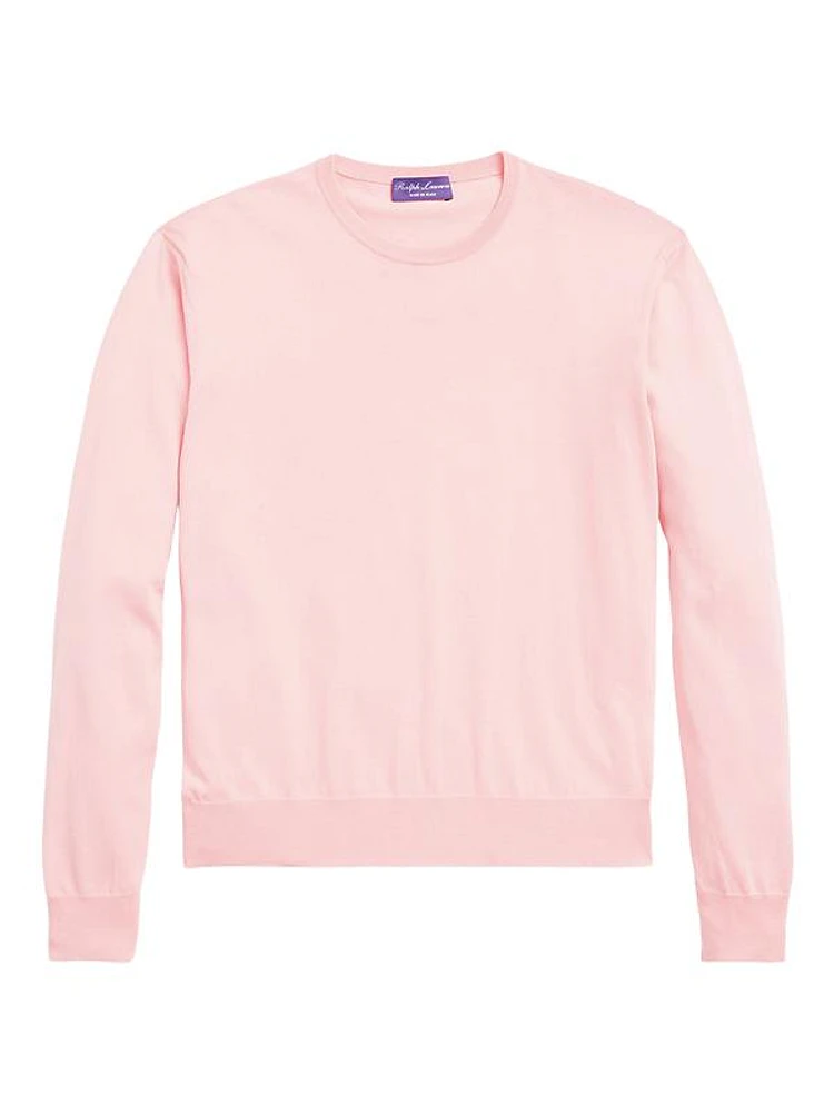 Cotton Crewneck Long-Sleeve Sweater