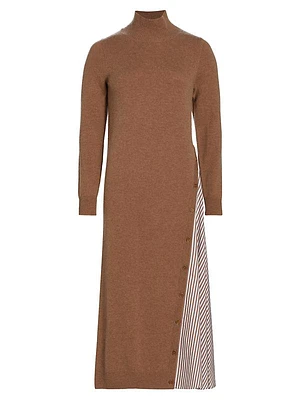 Wool-Cashmere Hybrid Turtleneck Midi-Dress