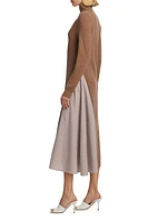 Wool-Cashmere Hybrid Turtleneck Midi-Dress