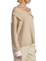 Wool-Cashmere Hybrid Off-The-Shoulder Sweater