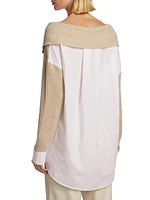 Wool-Cashmere Hybrid Off-The-Shoulder Sweater