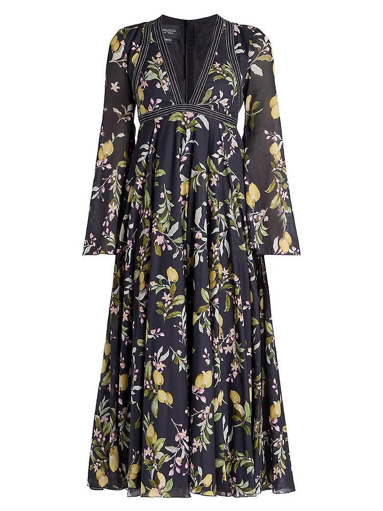 Floral-Print Cotton Midi-Dress