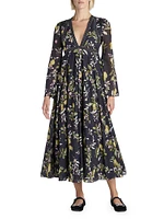 Floral-Print Cotton Midi-Dress