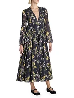 Floral-Print Cotton Midi-Dress