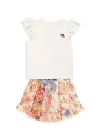 Little Girl's & August Floral Flip Skirt