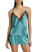 Lace Inset Silk Cami