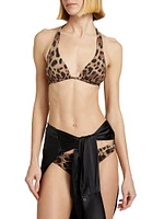 Leopard Halter Bikini Top