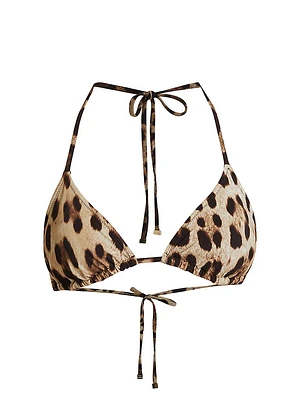 Leopard Triangle Bikini Top