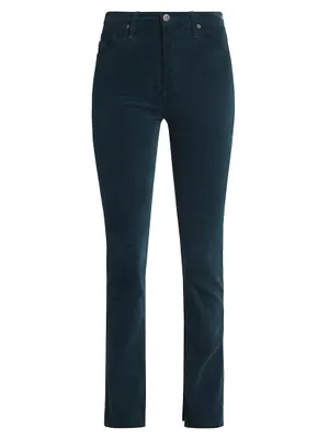 Mari High-Rise Velvet Slim-Fit Pants