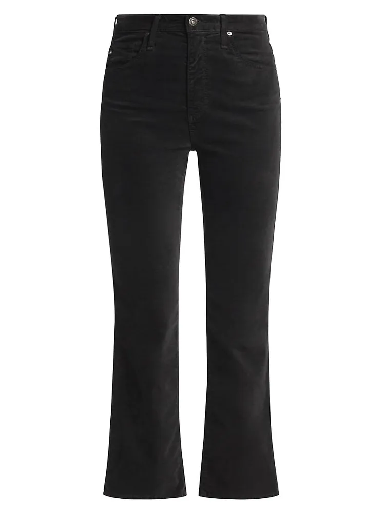 Farrah Velvet Cropped Boot-Cut Pants