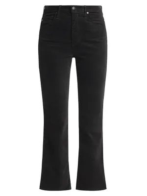 Farrah Velvet Cropped Boot-Cut Pants