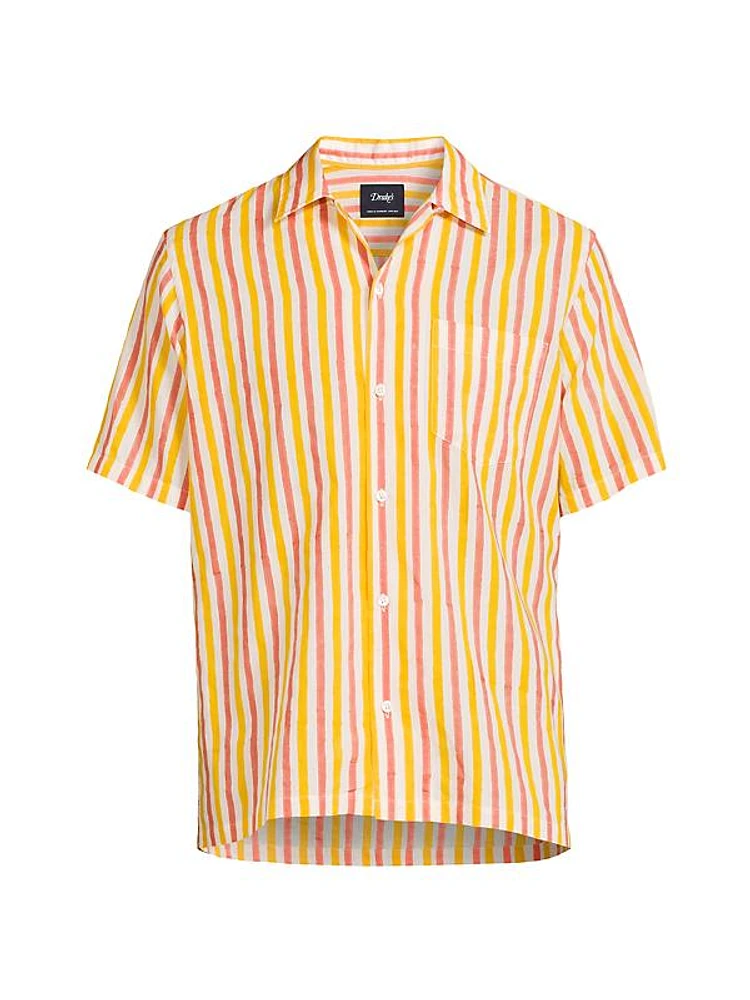 Striped Button-Up Short-Sleeve Shirt