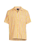 Striped Button-Up Short-Sleeve Shirt