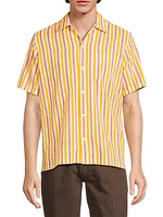 Striped Button-Up Short-Sleeve Shirt