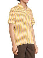 Striped Button-Up Short-Sleeve Shirt