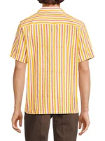 Striped Button-Up Short-Sleeve Shirt