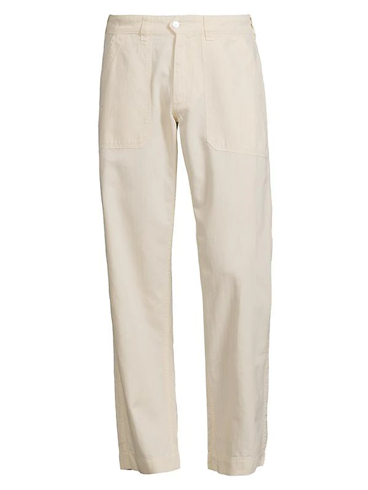 Cotton-Blend Flat-Front Pants