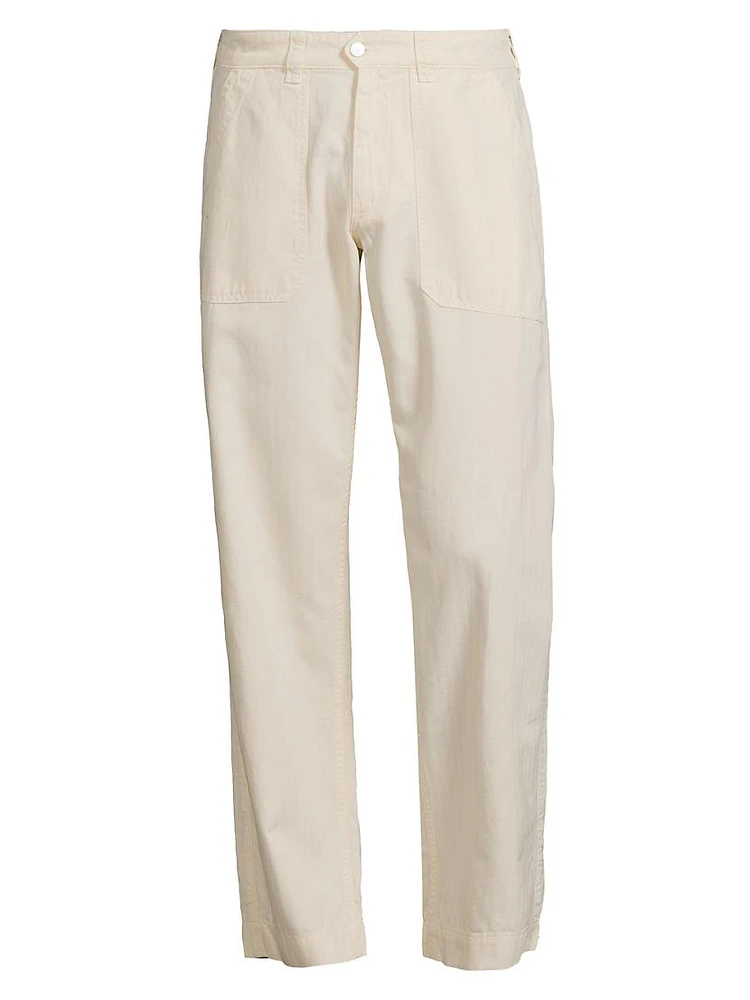 Cotton-Blend Flat-Front Pants