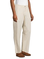 Cotton-Blend Flat-Front Pants