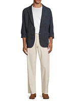 Cotton-Blend Flat-Front Pants