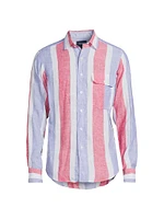 Linen Striped Button-Up Shirt