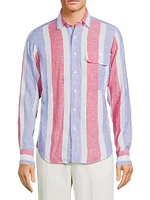 Linen Striped Button-Up Shirt