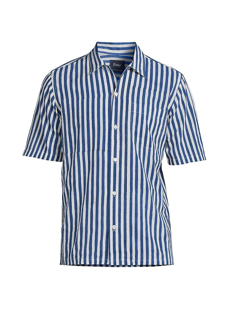 Camp Collar Striped Short-Sleeve Shirt