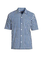 Camp Collar Striped Short-Sleeve Shirt