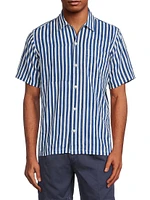 Camp Collar Striped Short-Sleeve Shirt