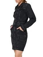 Reconstructed Denim Long-Sleeve Minidress