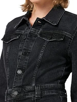 Reconstructed Denim Long-Sleeve Minidress