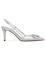 VLogo Signature Slingback Pumps Laminated Nappa Leather 80mm