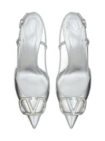 VLogo Signature Slingback Pumps Laminated Nappa Leather 80mm