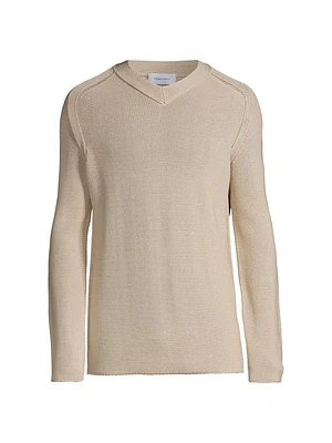 Cotton-Blend V-Neck Sweater