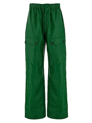 Coated Linen Cargo Pants