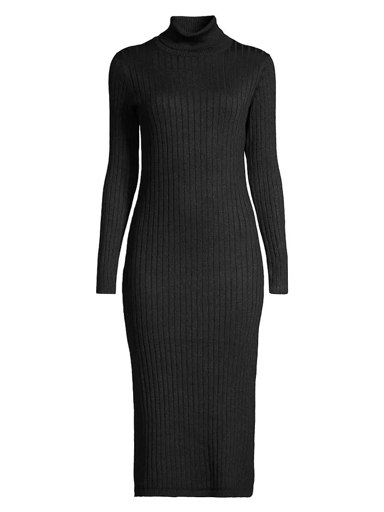 Metallic Cotton-Blend Turtleneck Sweaterdress