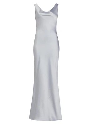 Satin Cowlneck Sleeveless Gown