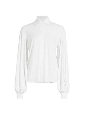 Blouson-Sleeve Four-Way Stretch Shirt