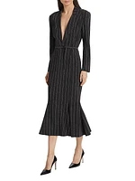 Pinstriped Fishtail Blazer Dress