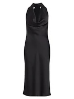 Satin Cowlneck Midi-Dress