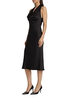 Satin Cowlneck Midi-Dress