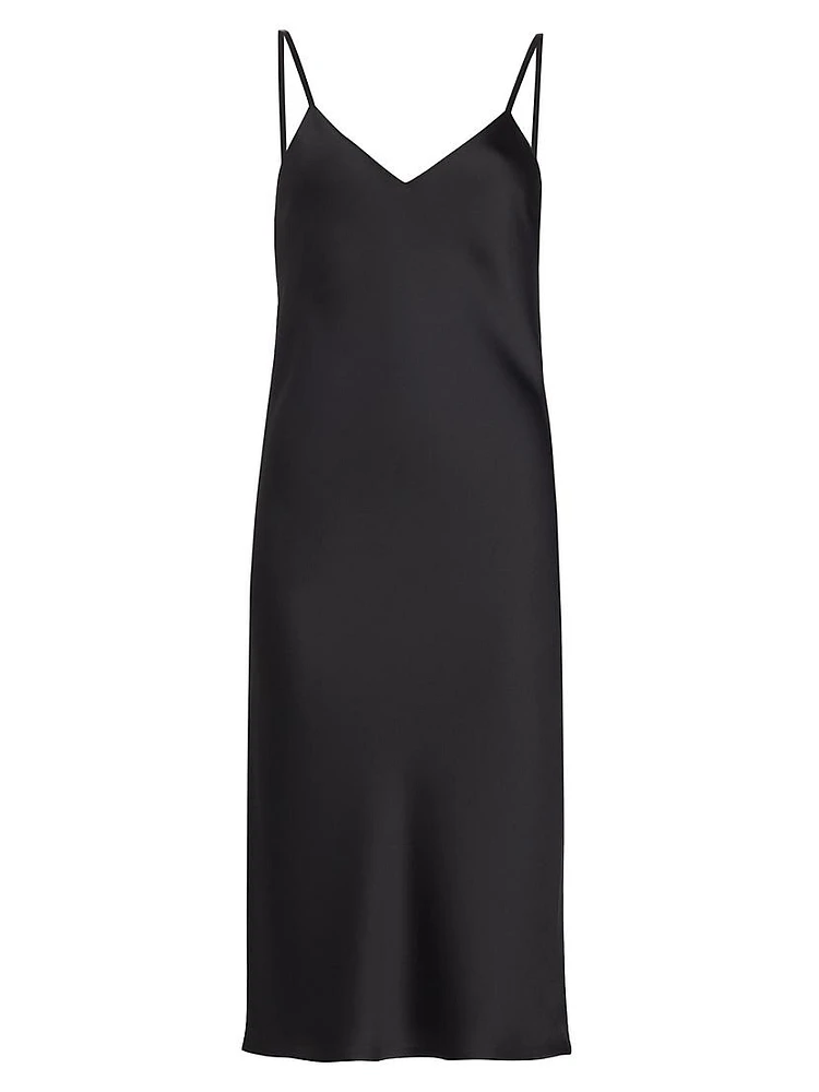 Satin Bias-Cut Slip Midi-Dress