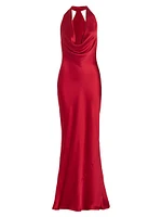 Cowl-Neck Satin Gown