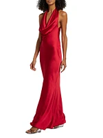 Cowl-Neck Satin Gown