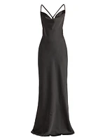 Draped Crepe-Back Satin Bias Gown